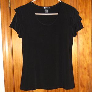 Carole Little Women's Top Tiered-Ruffle Cap Sleeves SZ MED Black